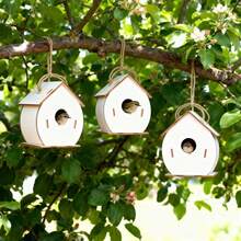 6-Piece Wooden Birdhouse Kit, Unpainted Wooden Birdhouses, Self-Assembled And Painted, Creative Bird Nest Craft Decoration, Easy To Assemble, Suitable For Indoor And Outdoor Home Garden Terrace Party Decoration. - View 4