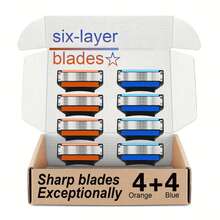 Fusion 5 Men's Manual Razor Set, 6-Blade, 2 Colors Available, Reusable Blades, Smooth Shaving Experience, Easy To Clean, Metal Razor Replacement Parts Suitable For Beard, Mustache, Armpit Hair And Leg Hair Trimming - Multicolor - View 2
