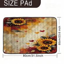 1pc Vintage Sunflower Pattern Pet Mat, Dog Bed Pad, Cute Cartoon Pet Cushion, Washable Pet Resting Mat, Suitable For All Seasons - Multicolor - View 6
