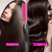 LUYAO 2-In-1 Electric Hair Straightener & Curler, Dry & Wet Dual-Use Hair Straightening Brush, Hair Styling Tool - US A Type Plug(110-127V) - View 7
