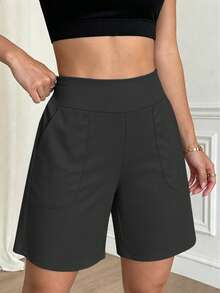 Spring/Summer Women's 1 Piece Athletic Tight Shorts, 5-Inch Shorts Sports - Black - View 4