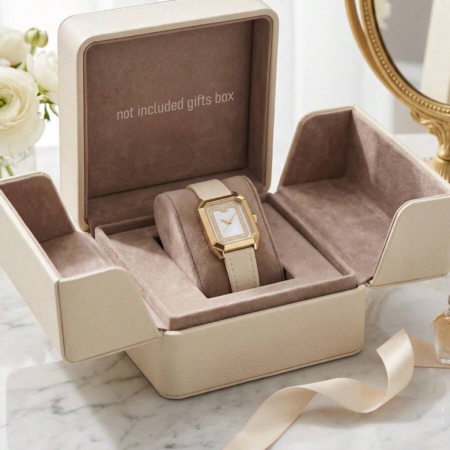 LIANDU Women's Watch Electronic Movement Analog Display Rectangular Rhinestone Dial Zinc Alloy Case PU Strap Vintage Classic Business Quartz Watch For Daily Wear Birthday Gift Ideal Choice For Yourself Or Friends (Packaging Box Not Included)