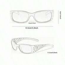 Street 1pc Ladies Black Y2K Style Fashion Glasses With Rhinestone Star Pattern, Suitable For Daily And Party Use.Shades Beach Accessories Beach - 酒紅色 - 查看 7