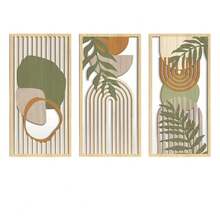 3pcs Sage Green Abstract Wooden Wall Art, Geometric Wooden Wall Sculpture, Modern Neutral Wall Decor, Suitable For Living Room, Bedroom, Office - 111 - View 7
