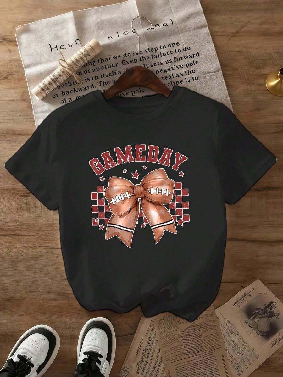 Baseball, Basketball, And American Football Graphic T-Shirt For Boys And Girls, Game Day, Sizes 3Y-13Y, E642803 Gift For Kids - 酒紅色 - 查看 1