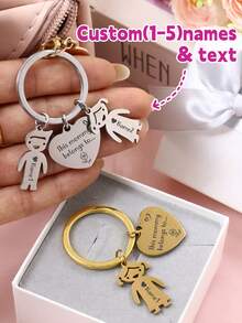 Personalized Birthstone Keychain Stainless Steel Customized Name Key Ring Gold Silver Gift, Aesthetic - Style a - View 6
