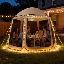 Screen House Tent, 10 X 9.2 Ft, 4-8 Person Pop Up Screen Tent With Extended Awning, Portable Screened In Canopy With Carry Bag, Netting Sides, For Patio, Backyard, And Outdoor Activities, Beige - 10 x 9.2 ft, 4-8 Person with Extended Awning - 查看 10
