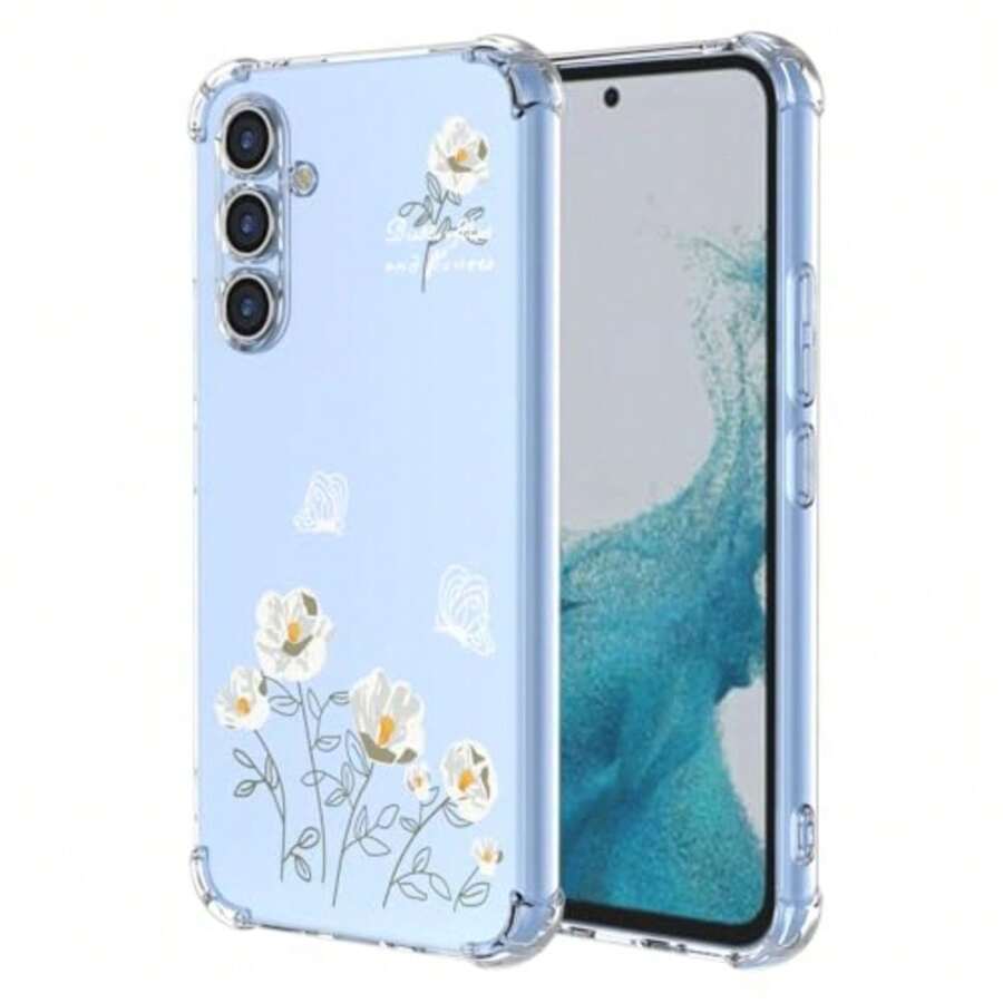 Case For, Transparent Case With Aesthetic Butterfly And Flower Designs, Anti-Yellow Soft Silicone Slim Anti-Shock Anti-Scratch TPU Bumper Case - 三星 Galaxy A54 - 查看 1
