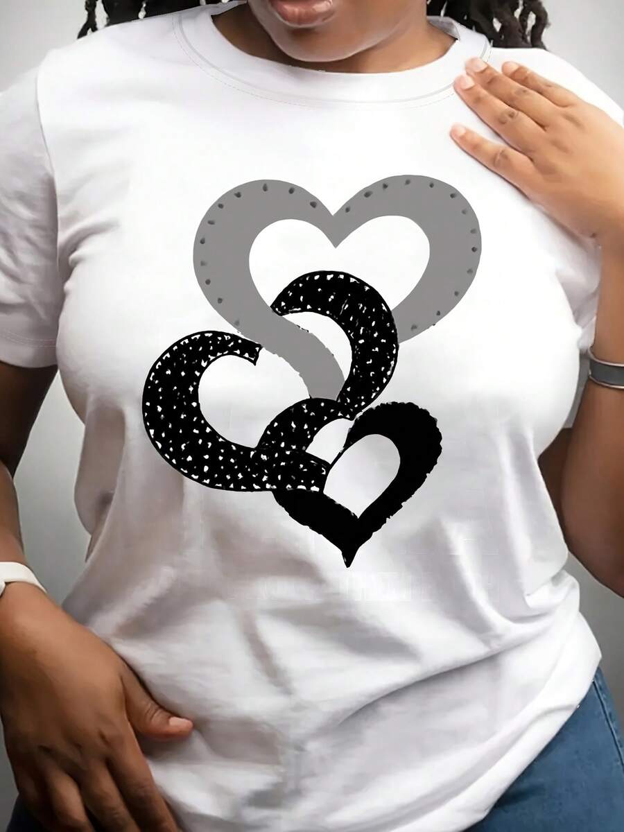Comfortable Casual Short-Sleeved T-Shirt With A Round Neck For Women | Machine Washable, Suitable For Outdoor, Indoor, Travel, And Gifting: Matching Mom And Daughter Outfit, Year-Round Neutral Style (No-) - 白色 - 查看 1