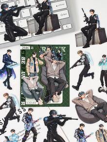 30入時尚動漫男孩貼紙組，優雅休閒防水貼紙，適用於剪貼簿、日記、DIY裝飾與學校用品 - RQYJ - 查看 5