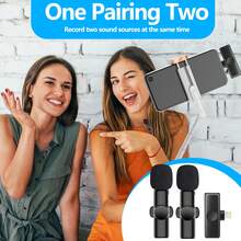 Wireless Clip-On Microphone, Compatible With IPhone And Type-C Interface, 2.4G Ultra-Low Latency Noise Reduction Chip, Suitable For Live Streaming, Interviews, Song Recording, Video Podcasts And Content Creators, 50mAh Rechargeable Battery - View 7