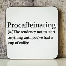 1個 Procaffeinating 幽默咖啡定義英文印花木製杯墊，咖啡豆圖案方形隔熱吸水防滑杯墊，咖啡愛好者適用於廚房、餐廳、桌面耐熱墊，家居裝飾小擺件 - 彩色 - 查看 9
