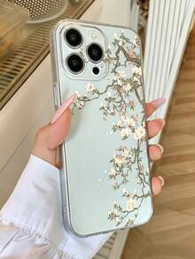 Fashionable Floral Pattern Transparent Shockproof Anti-Slip Durable TPU Phone Case, Suitable For IPhone17/17Pro/17ProMax/16/16Pro/16ProMax/15/15Pro/15ProMax/14/13/12/11, Waterproof, Shock-Resistant, Scratch-Resistant - Transparent 3 - View 3