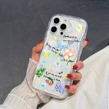 1 chiếc ốp lưng điện thoại thời trang chất liệu TPU, họa tiết hoa bướm, trong suốt, màu kem, chống rơi toàn thân, tương thích với iPhone, Honor, v.v. - Trong sáng - Xem 4