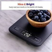 Food Kitchen Scale, Digital Mechanical Weighing Scale, Grams And Ounces Weight Loss, Baking, Cooking, Keto And Meal Prep, Packages, Liquids, Jewelry, LCD Display, Medium, Black - 午夜黑 - 查看 5