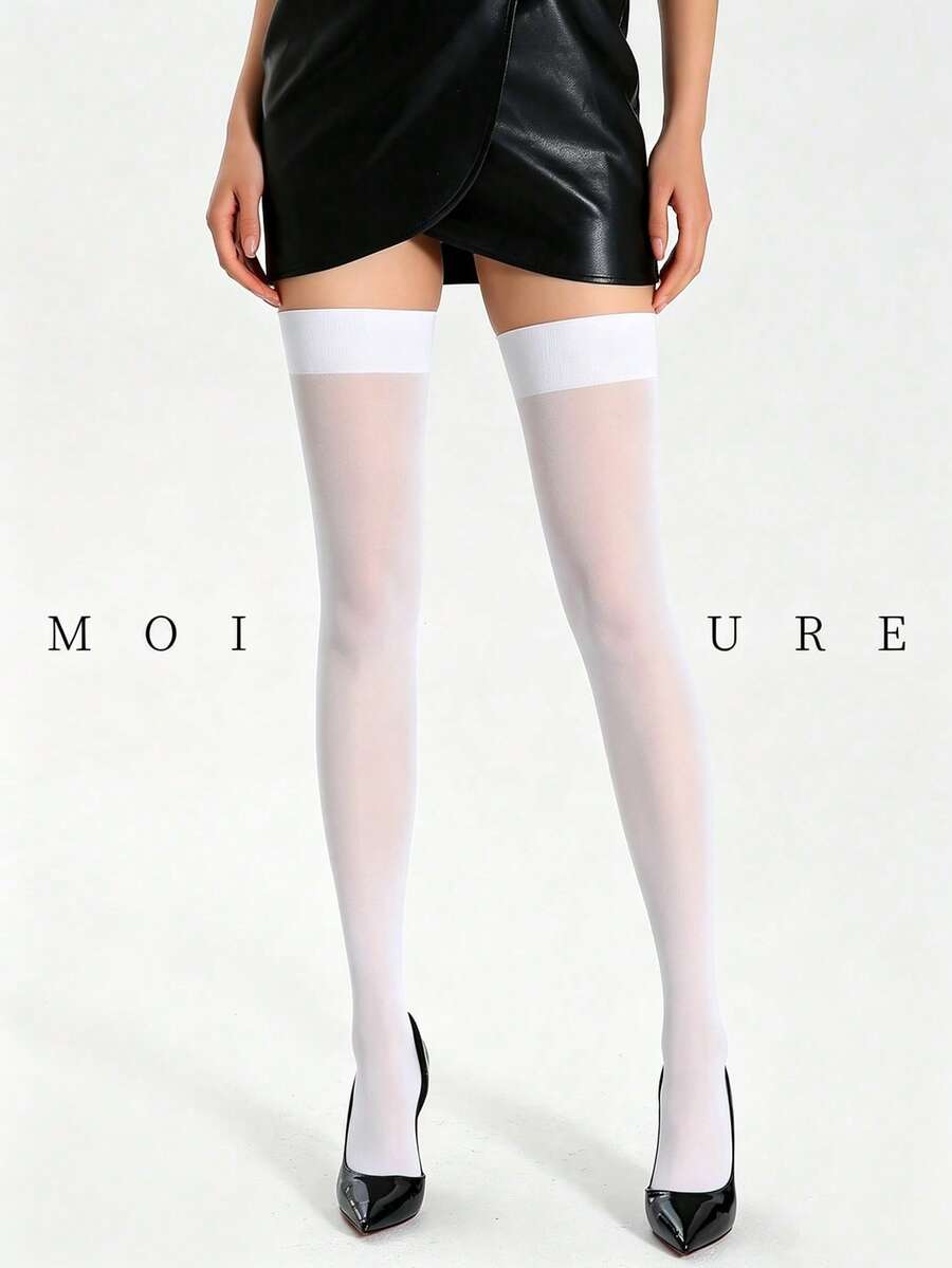 MOIRÉALLURE 1双过膝长筒袜,适合日常通勤、夜店及各种造型需求 - 白色 - 查看 1