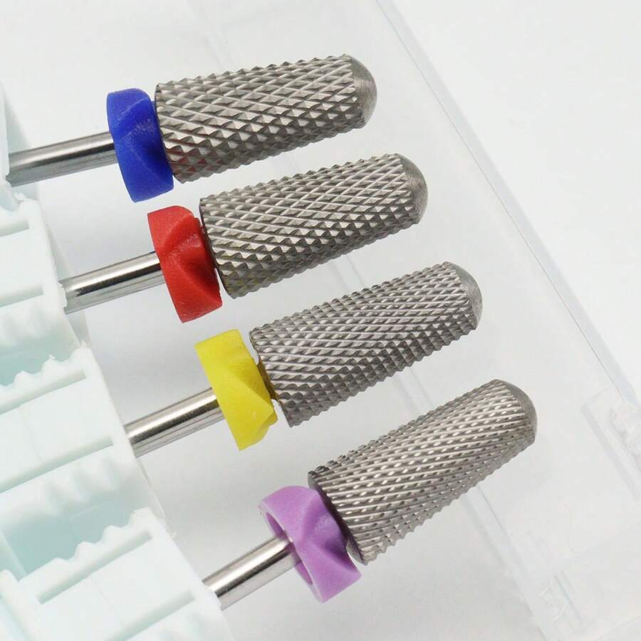 Easy Nail 1件锥形圆形硬质合金美甲钻头铣刀,适用于修甲、美足、指甲配件工具和电动美甲钻 - 彩色 - 查看 1