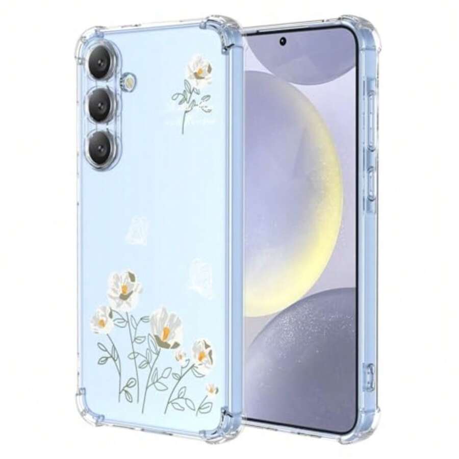 Case For, Transparent Case With Aesthetic Butterfly And Flower Designs, Anti-Yellow Soft Silicone Slim Anti-Shock Anti-Scratch TPU Bumper Case - 三星 Galaxy S25 Plus - 查看 1