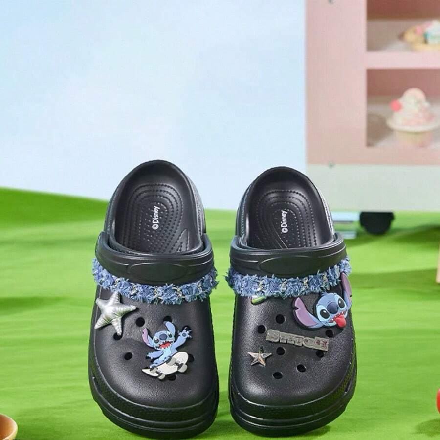Miniso Disney Lilo & Stitch Stitch Clog Slippers Size 37-38&39-40, Lightweight EVA Material Soft & Elastic, Breathable Holes Quick-Drying, Dual-Use For Beach Home Outdoor (1 PC) - Multicolor - View 1