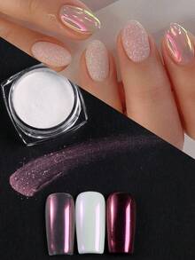6 Colores Polvo de Uñas Blanco con Efecto Espejo Metálico, Polvo de Uñas Blanco Mágico Aurora Lunar para Arte de Uñas, Esmalte de Gel, Polvo de Hadas Iridiscente para Manicura - Multicolor - Ver 6