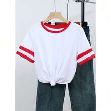 Women's Funny Y2K Sanrio Hello Kitty Anti Social Club Print T-Shirt, Loose Fit Red Trim Crew Neck Short Sleeve Casual Tee For Summer - White - View 3