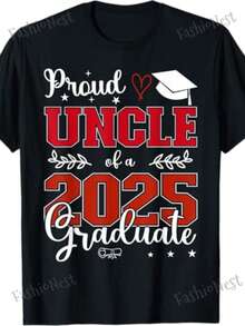 T-Shirt For Family Members Of The Class Of 2026 - Proud Uncle/Brother T-Shirt For A Class Of 2026 Graduate - 100% Cotton, Comfortable Fit, Crew Neck, Short Sleeve - Unisex Sizes For Men And Women - Graduation Celebration Apparel - 黑色 - 查看 12