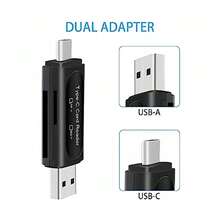 3-In-1 Multi-Function Card Reader, Type-C Card Reader Dual Interface SD/TF Memory Card Adapter, High-Speed Transfer For Smartphone, Computer, Camera - 3-in-1 Card Reader - View 5