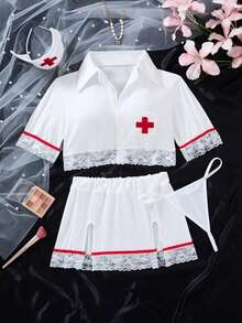 女款制服風情裝修身顯身材四件套 - 白色 - 查看 1