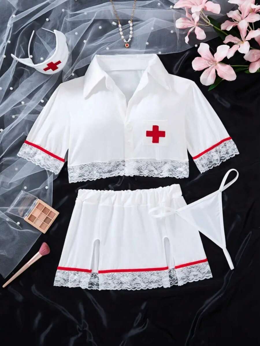 女款制服風情裝修身顯身材四件套 - 白色 - 查看 1