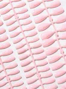 150 pièces de faux ongles longs en forme d'amande, design de manucure française minimaliste, parfaitement adaptés à la forme d'ongle en amande longue, faux ongles en acrylique, ongles en amande française, convient pour le travail quotidien et les fêtes de vacances des femmes - Rose bonbon - Voir 3