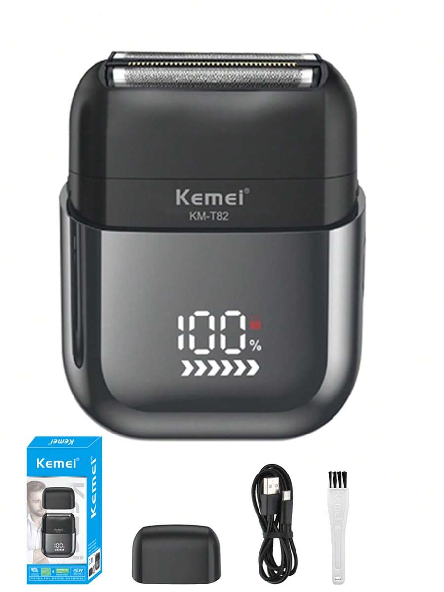 Kemei KM-T82 男士電動刮鬍刀 箔片式刮鬍機，乾濕兩用防水，輕巧便攜，附 LED 螢幕與快速充電，適合鬍鬚造型與日常修剪，送給男士的絕佳禮物