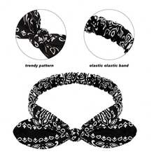 Hicarer Bandana Knot Headbands Retro Print Headbands Paisley Print Headband Headwrap For Girls And Women,Negro - Negro, rojo oscuro - Ver 4