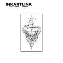 2件裝 INKARTLINK 指南針鷹「韌性」臨時防水紋身貼，持久1-2週，植物果汁紋身，男女皆適用，人群與派對必備 - 黑色 - 查看 3