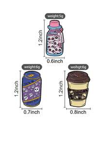 Soft Gothic Skull Pattern Bottled Skull Juice Can Metal Badge Punk Style Skull Coffee Cup Alloy Brooch Lapel Pin Backpack Badge Jewelry Gift - Multicolor - View 8