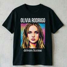 Olivia Rodrigos Drivers License T-Shirt With Name Song Title Print Crew Neck Tee Unisex Casual Black Top Women Tops - Đen 5 - Xem 6