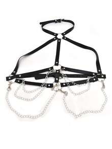 1 chiếc vòng cổ nhiều lớp phong cách Punk tối màu dành cho nữ, kiểu choker, đeo quanh eo hoặc quấn quanh ba lô, thích hợp để đeo hàng ngày. - màu đen - Xem 5