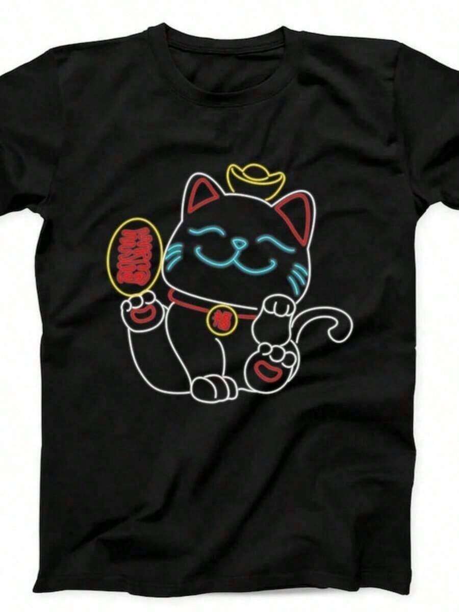 Men's And Women's Vintage Pure Cotton Short-Sleeved T-Shirts With Funny Internet Meme Design From The Game Nyan-Cats Apocalypse, Novelty Clothing. - 白色 - 查看 1