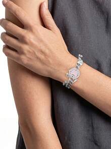 Coach IRIS Octagram Pendant Necklace Watch For Women Round Dial Quartz Watch With Star Charm - Silver and Pink - View 2