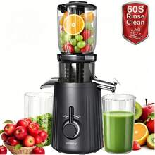 celiberry Cold Press Juicer Machines, Compact Slow Masticating Juicer With Large Feed Chute Fit Whole Fruits & Vegetables, Easy Clean In 60S Without Brush, Self Feeding Blender, 98% Juice Purity, 250W Quiet Juice Extractor , Kitchen Appliance For Holiday Gift - 星空灰 - 查看 11