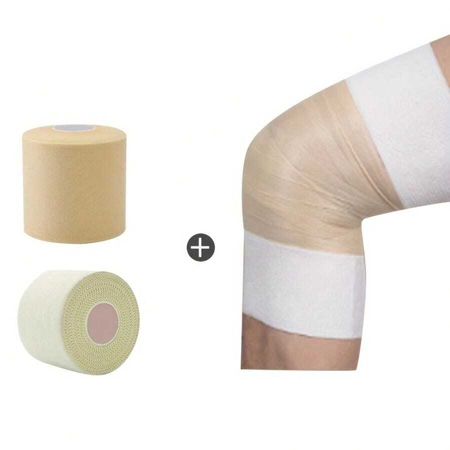 Elastic Adhesive Bandage - Fabric Sports Tape For Basketball, Football, Finger And Ankle Support - Breathable And Durable, Prevent And Recover From Sports Injuries (White), Basketball Training Accessories, Soft Texture Design, Elastic Support Material, Sports Training, Comfortable Fit, Breathable Fabric. - White - View 1