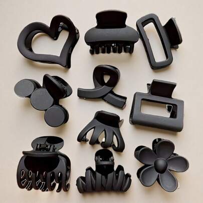 10pcs Women's New Hair Claw Barrettes, Elegant Hair Claws For Back Of Head, Summer Beach Travel Commute