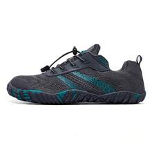 1 Đôi Giày Leo Núi Unisex, Giày Thể Thao Form Rộng, Thân Lưới, Đế Cao Su, Mặc Hàng Ngày Thường - Xám - Xem 3