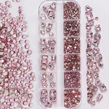 12 Pieces Of 3D Clear Crystal Nail Stickers Mixed With Oval Diamonds, Butterflies, Hearts And Round Rhinestones For Nail Decoration. - 淡紫色 - 查看 10