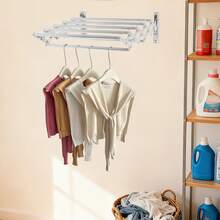 InSyoForeverEC Tendedero plegable, toallero extensible para baño (42-80 cm), toallero de acero inoxidable, montaje en pared - Plata - Ver 5