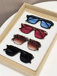4pcs Women Plastic Frame Classic Personalized Leopard Catwalk New Vintage Fashion Eyeglasses For Driving Fishing Boating Street Snap Musical Festival Tropical Beach Vacay Outdoor Casual Activities Fashion Accessories Suitable For All Face Shapes - Multicolor - View 3