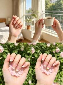 120pcs Rectangular Minimalist French Style False Nails, Upgrade Your Style, Suitable For Women And Girls DIY - Multicolor - View 10