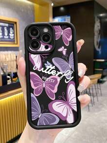 1 Piece Shockproof, Waterproof And Scratch Resistant Phone Case With Lens Protection, Pink Graffiti Butterfly And Black  Design, Compatible With Apple///, International Version, Not The Domestic Version - 2 - 查看 6