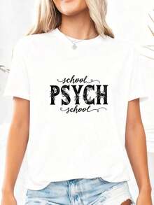 School Psychologist T-Shirt, Floral School Psychologist T-Shirt, School Psychologist Gift, Psychology Graduate Gift, School Psychologist Gift, Back To School Gift Mug, 100% Cotton - 白色4 - 查看 3