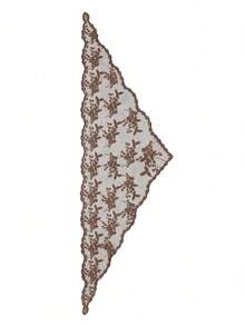 1 pieza Bufanda con adorno de encaje floral, Bufanda triangular, Decoración de bolso, Coletero - S17114 - Color café - Ver 2