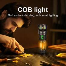 1pc Adjustable Focus Powerful Flashlight, Main White Light With Auxiliary Warm, Blue And Red Light, 5 Modes, Side Light With Multiple Modes, Type-C Charging And Discharging, Suitable For Hunting, Cycling, Camping, Hiking, Fishing, Outdoor Emergency - Flashlight - View 7